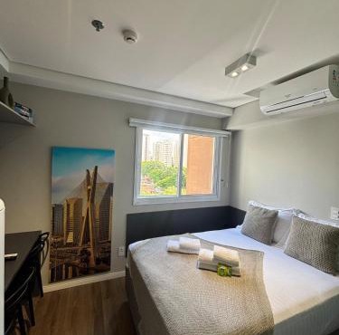 Studio funcional e completo perto do Allianz Parque com piscina, academia e coworking