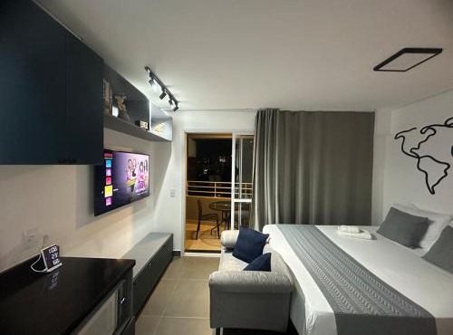 Studio moderno em Perdizes com Piscina e Academia na cobertura e Coworking próximo Allianz Parque e Albert Einsten