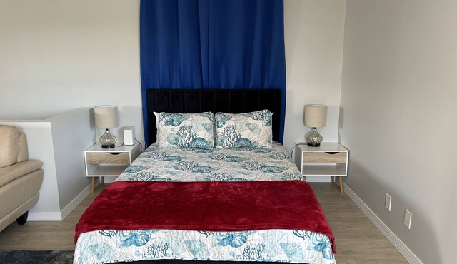 Studio on a second floor with huge private back yard