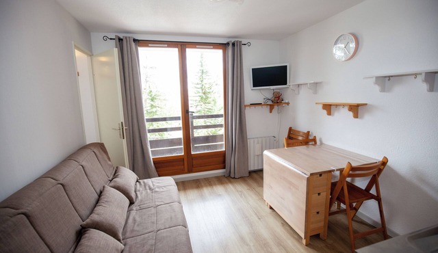 Studio with 1 bedroom, 24m2, quiet location. Ski-in/ski-out access. Wi-Fi.