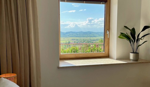 Studio with private balcony, great views and stylish interior in Vipava Valley