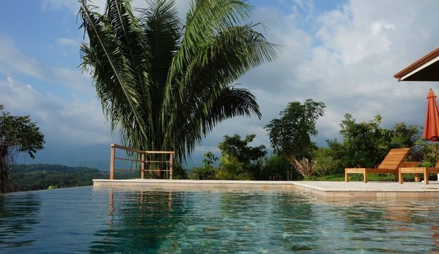 Stunning infinity pool with ocean and mountain views for you to enjoy!