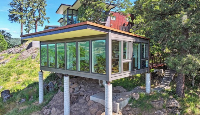 Stunning views from our modern guesthouse of Mt Hood, the Gorge, and Hood River