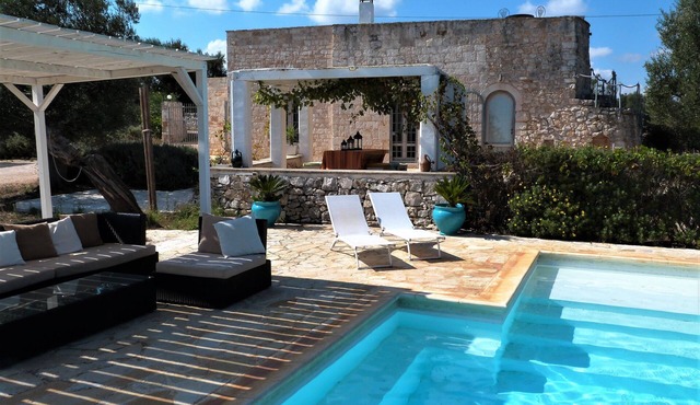 Stylish luxury trulli with private pool and amazing sea view