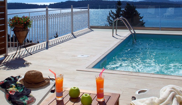 Stylish Modern villa, private pool Ionian seaview, Walking distance to the beach