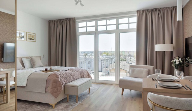 Stylish Studio with Balcony | Workspace and Air Conditioning