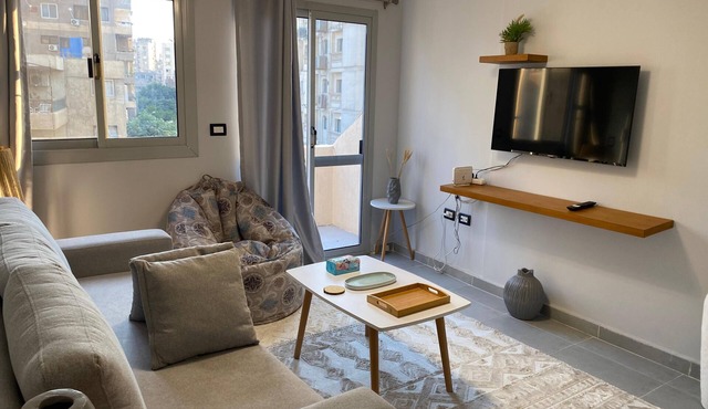 Sunny Haven 1BR Apartment: A Luxurious Retreat near Cairo Airport