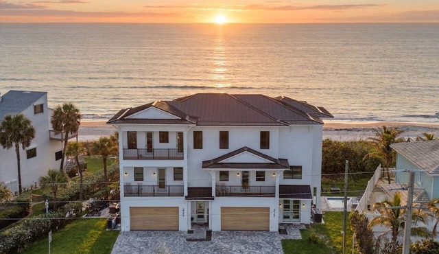 Sunset Oasis: Beachfront Bliss with 2 Pools, Fire Pits & Room for 16
