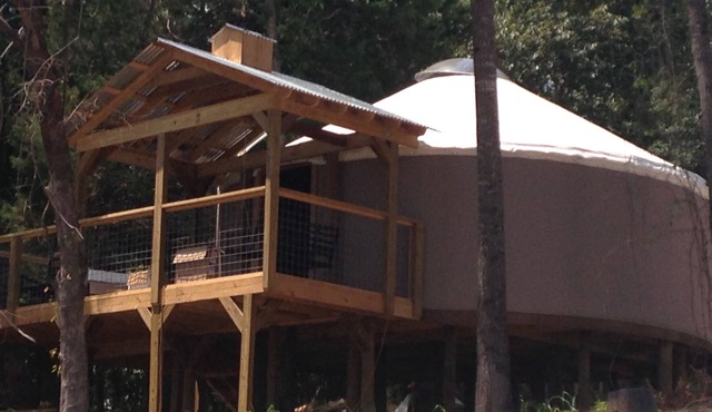 Tan Yurt On Beautiful Logan Martin Lake. Located in Clear Creek Cove RV Resort.