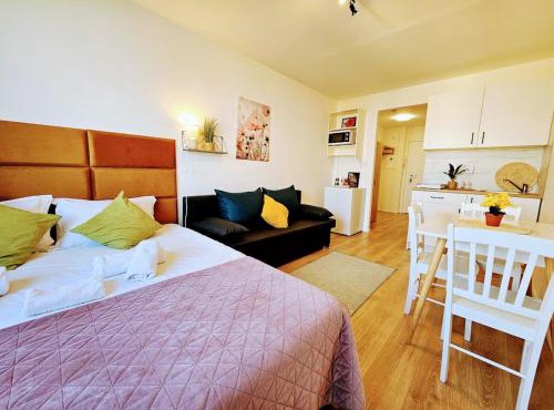 TERRACE-VIEW PRAGUE STUDIOS for Business & Leisure, FREE PARKING, Near Metro, Gym