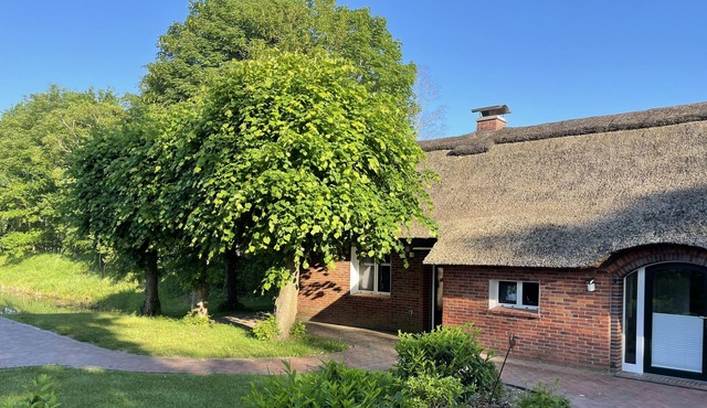 Thatched roof East Frisian house in a quiet location in East Frisia for up to 7 people