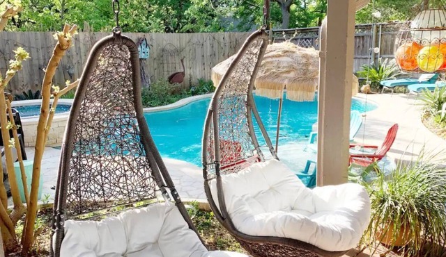The Cozy Boho Oasis Getaway - Pool, Hot Tub, Grille, & Large Deck
