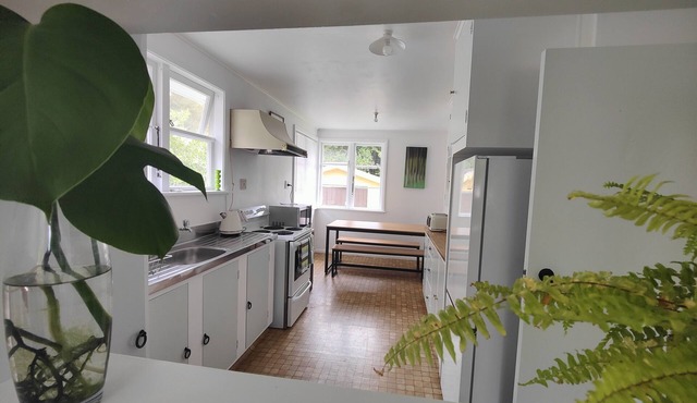 Three bedroom home with bunks and sofa bed options.nBush-line outlook.