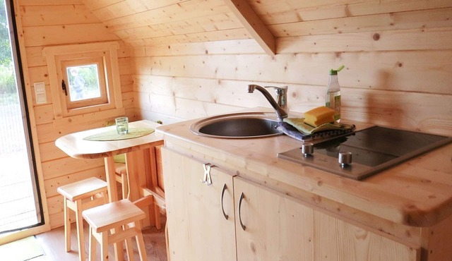 Tiny house goat stable, 1 double bed + 1 single bed, max. for 4 persons
