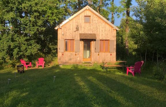 Tiny-House sous les arbres et les oiseaux