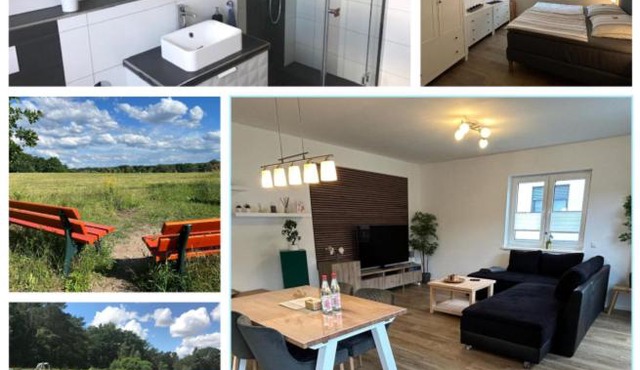 TOP-Ferienwohnung bei Berlin, bis 3 Gäste, Terrasse und Garten