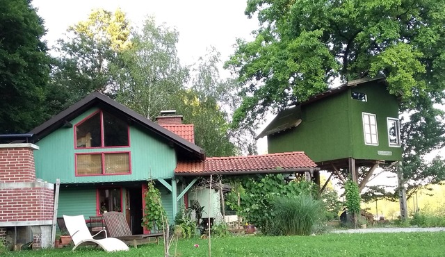 Tree house Ramona + Fairytale wooden houseby Ljubljana on the floor