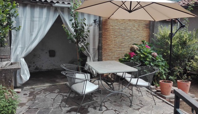 Typical house with garden and veranda in ancient village