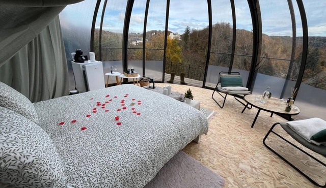Unique glass dome bedroom. Be one with nature and the sky.