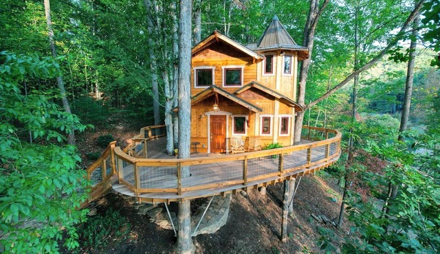 Unique Luxurious Tree House Hotel with a Spacious Wrap Around Deck in Asheville