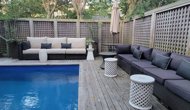 Unique multi-level, private tree house w/pool, close to town,1 block to ocean.