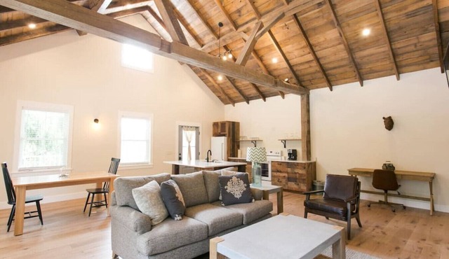 Unique Rustic Suite with Jacuzzi Tub, Kitchen, Fireplace, and Living Room