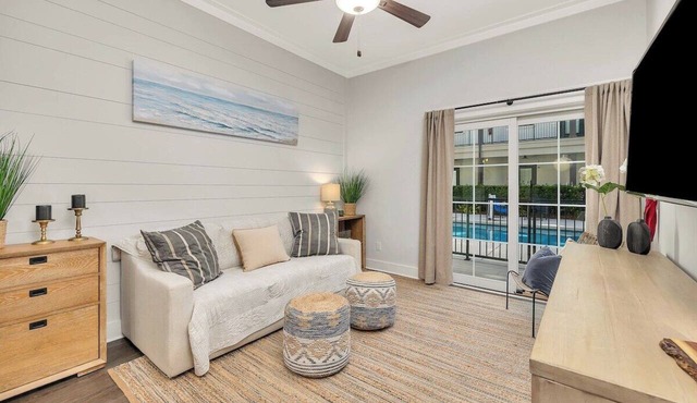 Updated condo with pool & steps to village