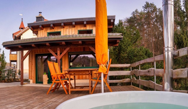 Vacation home with panoramic terrace and whirlpool in a sandstone idyll