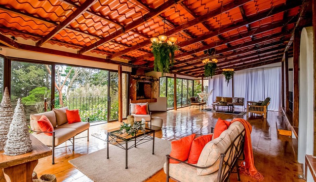 View paradise with an expansive yard, wood-burning fireplace, and W/D