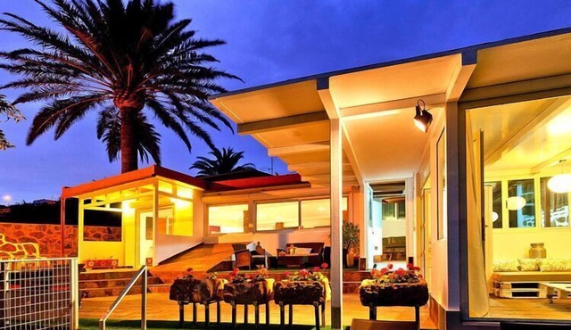 Villa with pool and extravagant architecture
