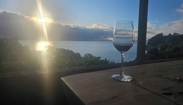 Waikawau Retreat. Private home, overlooking the sea, covered deck to entertain.