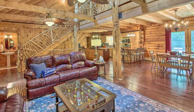 Waterfront Log Cabin w/ Hot Tub & Fire Pit!