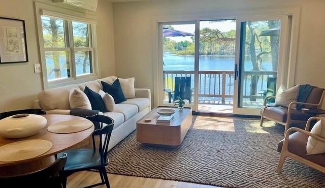 Waterfront, Modern, On a Pond for Boating and Swimming