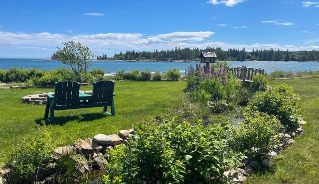 Waterfront Prospect Harbor Cottage: Yard, Fire Pit
