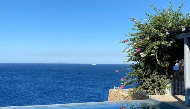 Waterfront villa "Afros" with a pool, direct access to the sea and a small beach