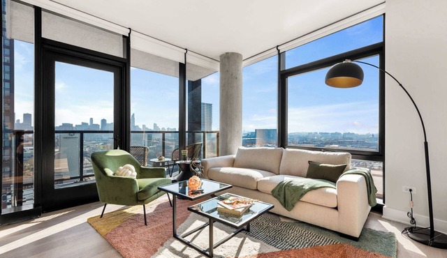West Loop Scenic Views + Private Balcony Retreat