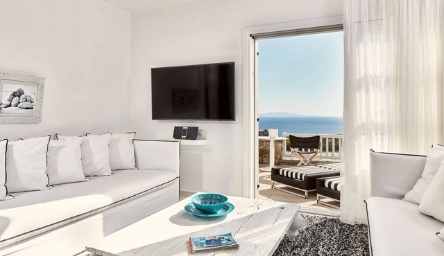 Wonderful Mykonos Villa | Exclusive Guestroom Sea View | 1 Bedroom | Beautiful Sea Views & Intimate Interior | Elia Beach