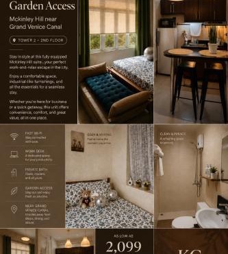 Work Stay Suite with Garden Access near Venice Grand Canal and BGC