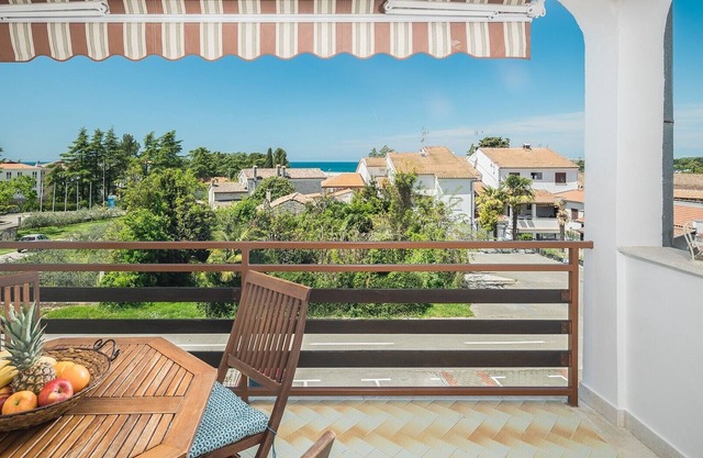 Popular fully equipped modern one bedroom apartment in a top location in Porec near the beach and with sea view