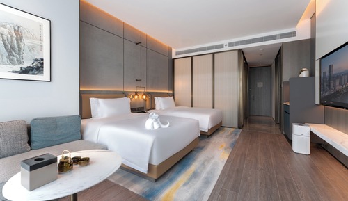 Basic Twin Room, 2 Double Beds, City View