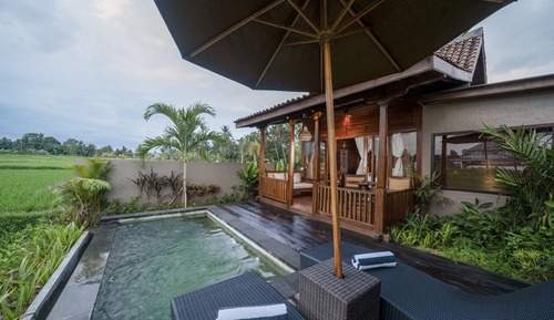 Paddies View Wooden Pool Villa with Free Shuttle to Ubud