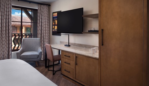 Village - King Bed. Hearing accessible - visual alarms and notifications. 1 king bed.